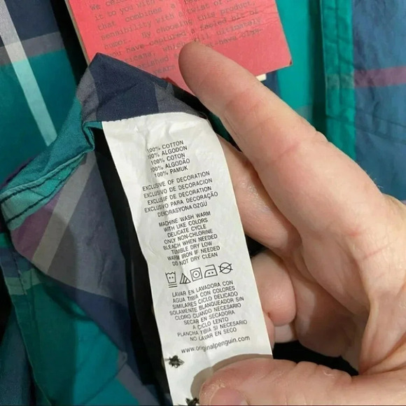 Original Penguin men’s XXL 598 grape Royal plaid long sleeve button down shirt - Picture 4 of 6